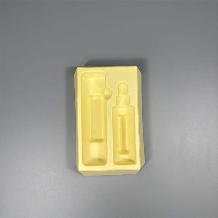 Sugarcane molded pulp inserts for cosmetics