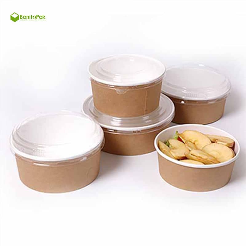 12oz Kraftpapier-Suppenbecher mit Papierdeckeln