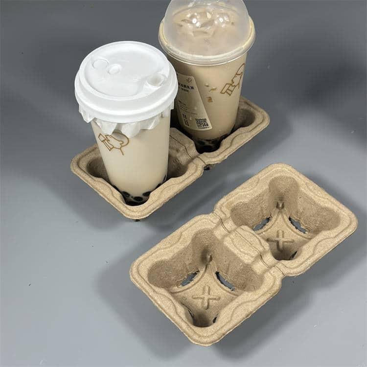 Bandeja de café de pulpa moldeada para 2 tazas