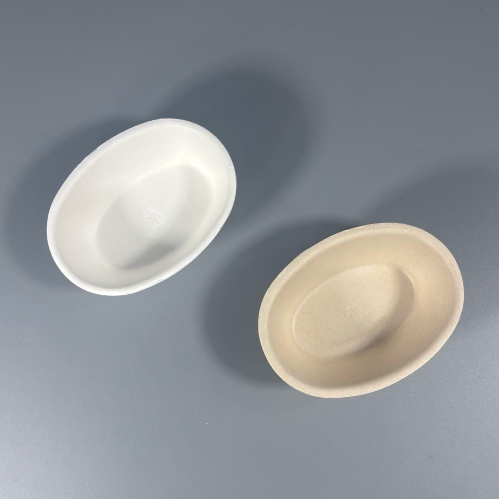 Ovale Schale aus Zuckerrohr-Bagasse
