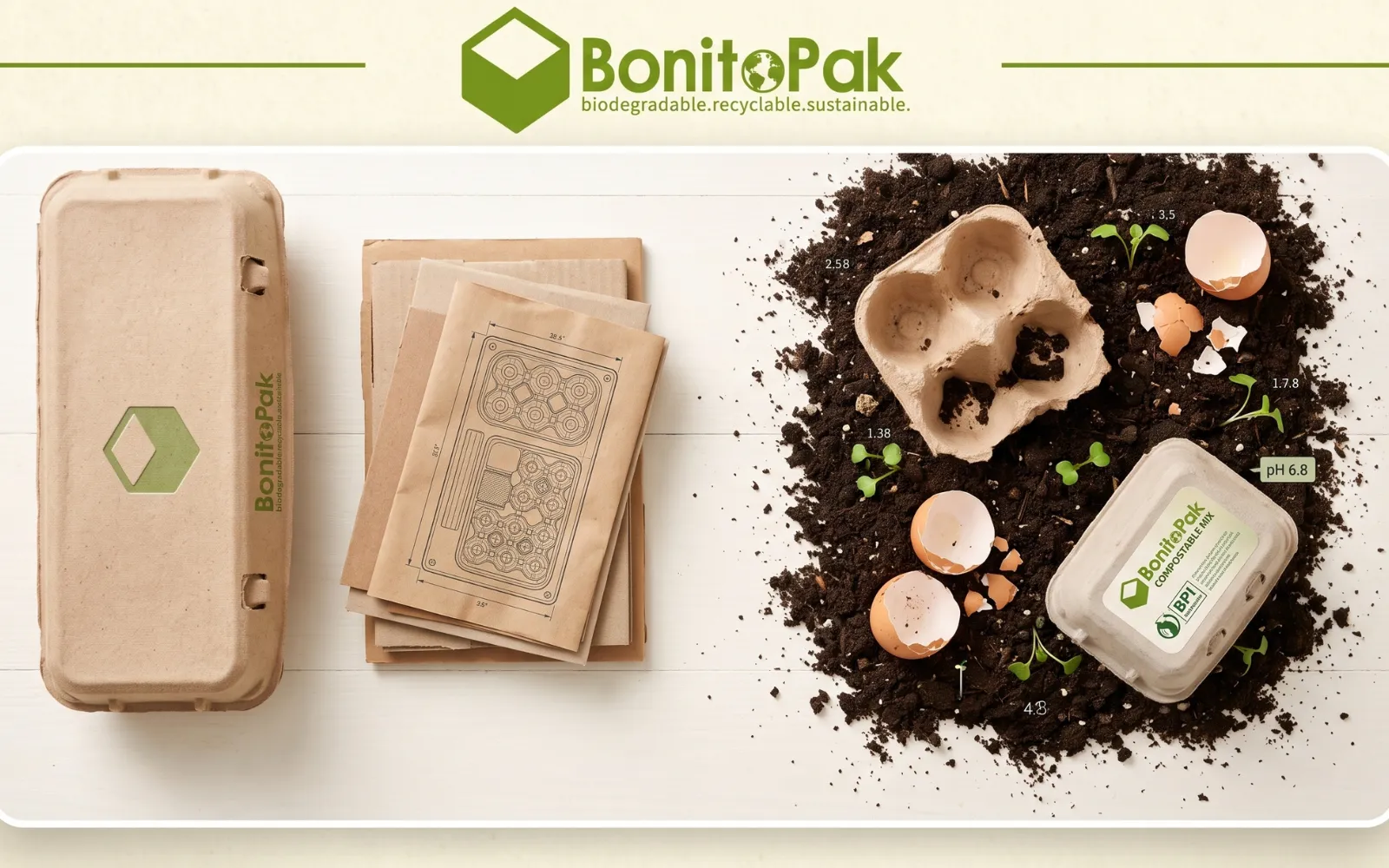 Are molded pulp egg cartons compostable, recyclable