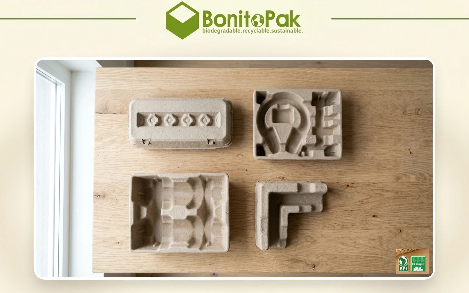 Molded pulp packaging formats including trays, cartons, inserts and edge protectors